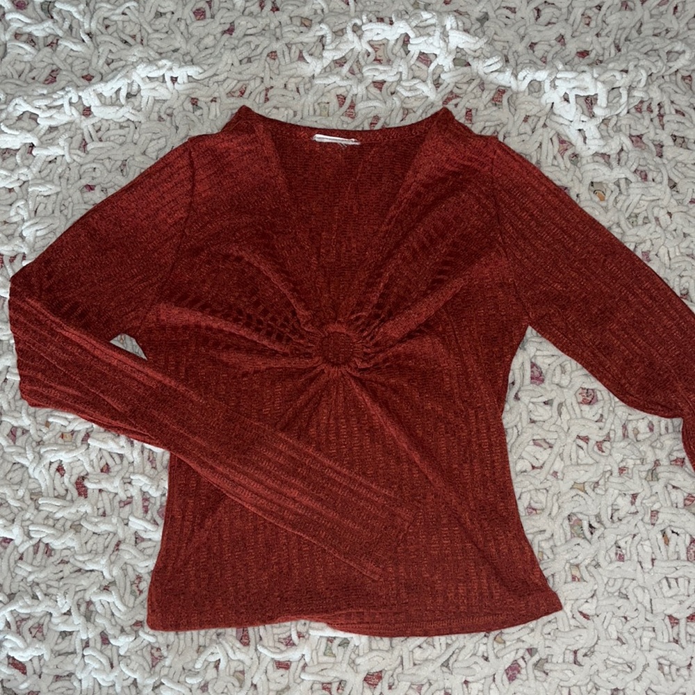 Burnt orange XS cropped V-neck sweater
